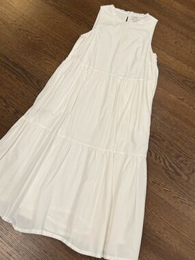 J. Crew Sleeveless White Tiered Maxi Dress